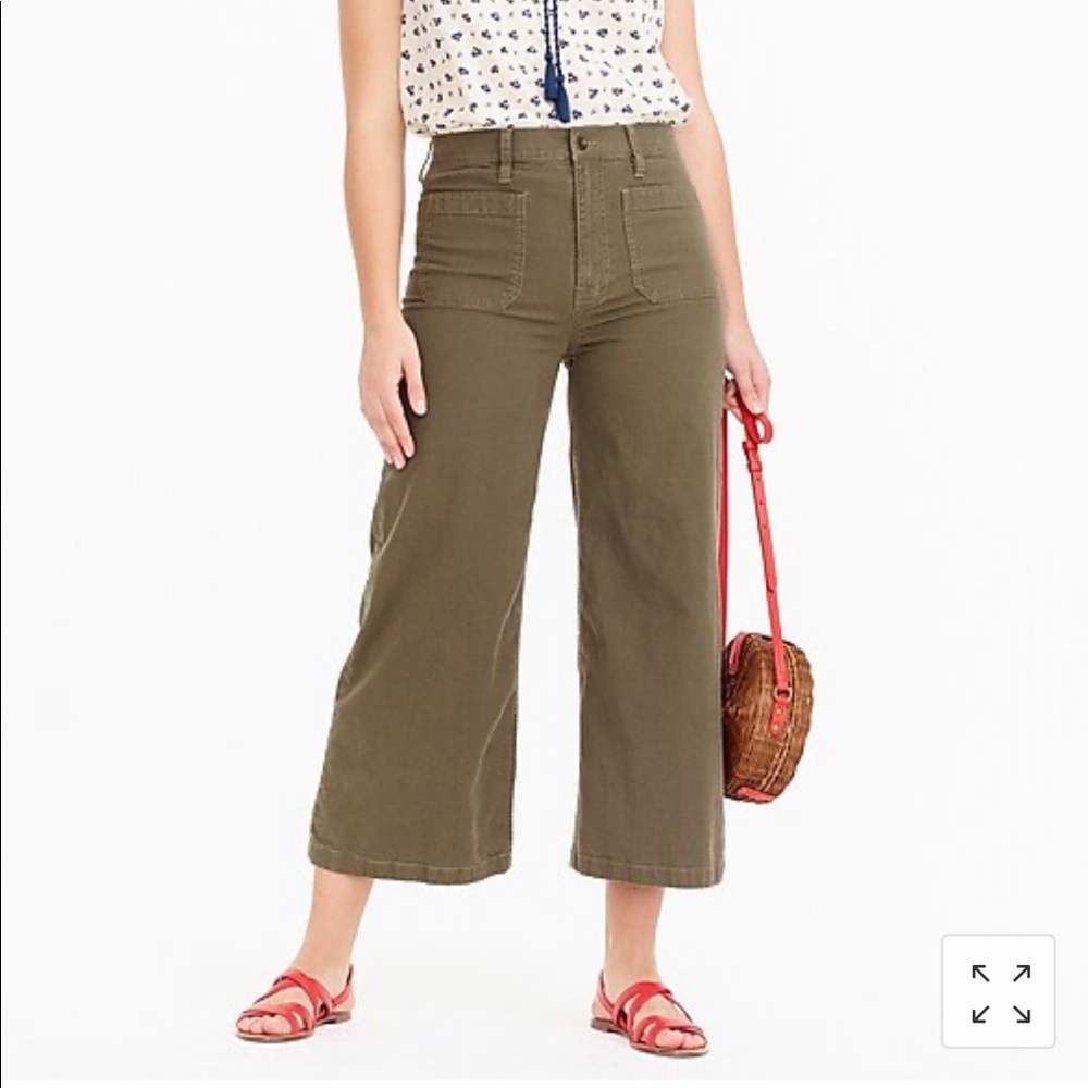 JCrew Point Sur washed wide-leg crop pant